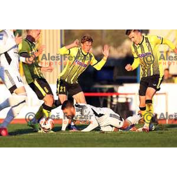 In action during Prva Liga Telemach football match between Kalcer Radomlje and Mura in Domzale, Slovenia on October 24, 2021