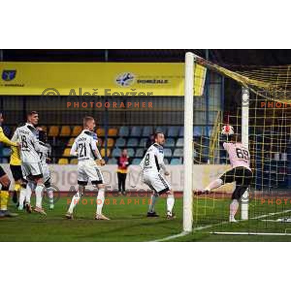 In action during Prva Liga Telemach football match between Kalcer Radomlje and Mura in Domzale, Slovenia on October 24, 2021