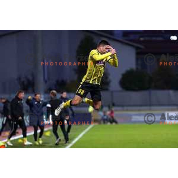 In action during Prva Liga Telemach football match between Kalcer Radomlje and Mura in Domzale, Slovenia on October 24, 2021