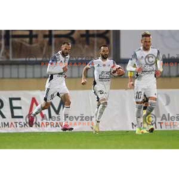 In action during Prva Liga Telemach football match between Kalcer Radomlje and Mura in Domzale, Slovenia on October 24, 2021