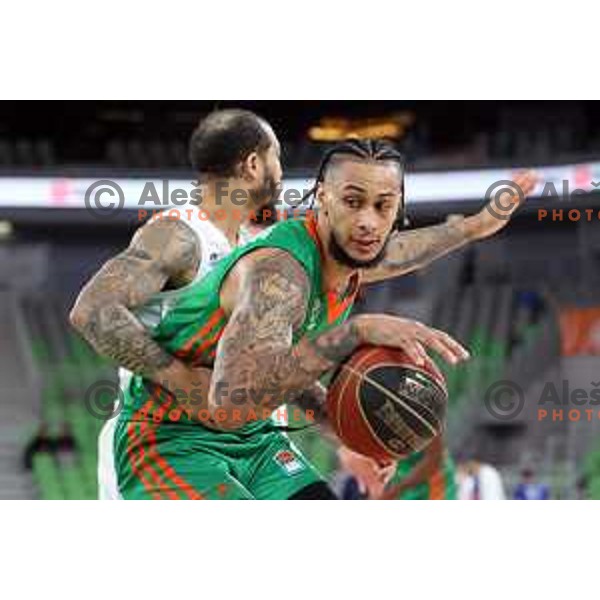 Zach Auguste of Cedevita Olimpija in action during ABA league regular season basketball match between Cedevita Olimpija and Buducnost Voli in Stozice, Arena, Ljubljana, Slovenia on October 24, 2021