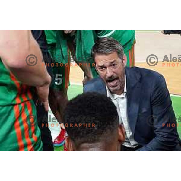 Jurica Golemac, head coach of Cedevita Olimpija in action during ABA league regular season basketball match between Cedevita Olimpija and Buducnost Voli in Stozice, Arena, Ljubljana, Slovenia on October 24, 2021