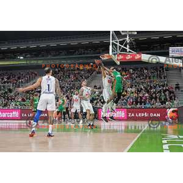 Zach Auguste of Cedevita Olimpija in action during ABA league regular season basketball match between Cedevita Olimpija and Buducnost Voli in Stozice, Arena, Ljubljana, Slovenia on October 24, 2021