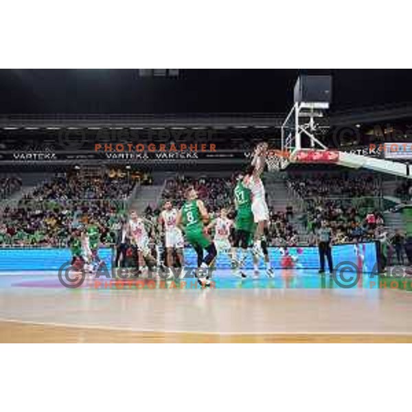 Of Cedevita Olimpija in action during ABA league regular season basketball match between Cedevita Olimpija and Buducnost Voli in Stozice, Arena, Ljubljana, Slovenia on October 24, 2021