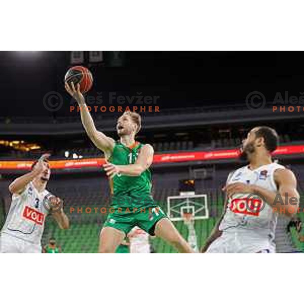 Jaka Blazic of Cedevita Olimpija in action during ABA league regular season basketball match between Cedevita Olimpija and Buducnost Voli in Stozice, Arena, Ljubljana, Slovenia on October 24, 2021