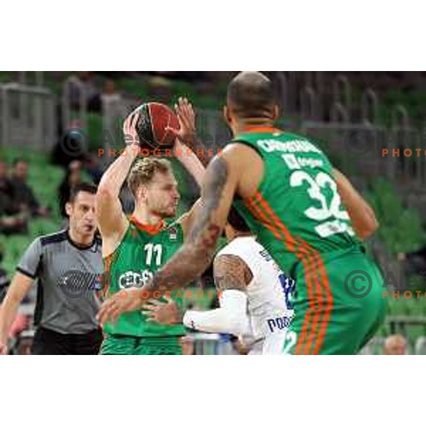 Jaka Blazic of Cedevita Olimpija in action during ABA league regular season basketball match between Cedevita Olimpija and Buducnost Voli in Stozice, Arena, Ljubljana, Slovenia on October 24, 2021