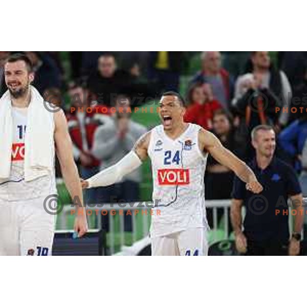 Jacob Wiley in action during ABA league regular season basketball match between Cedevita Olimpija and Buducnost Voli in Stozice, Arena, Ljubljana, Slovenia on October 24, 2021
