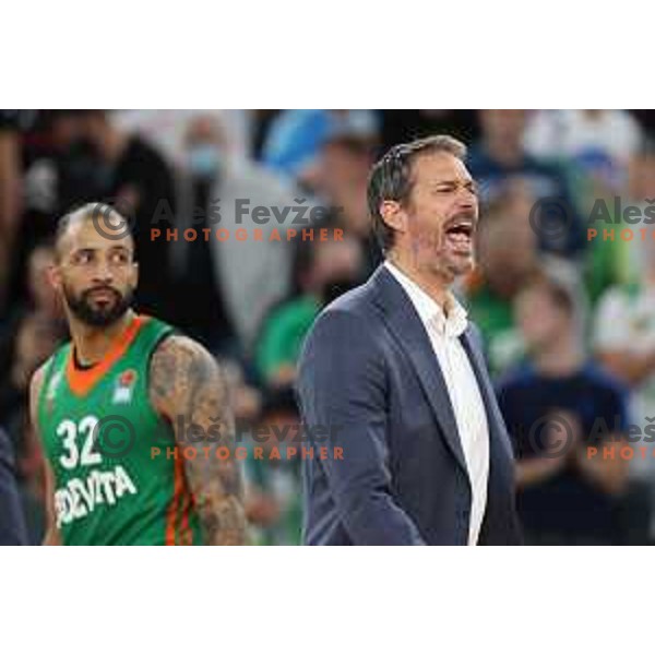 Jurica Golemac, head coach of Cedevita Olimpija in action during ABA league regular season basketball match between Cedevita Olimpija and Buducnost Voli in Stozice, Arena, Ljubljana, Slovenia on October 24, 2021