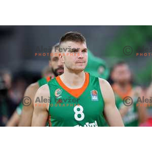 Edo Muric of Cedevita Olimpija in action during ABA league regular season basketball match between Cedevita Olimpija and Buducnost Voli in Stozice, Arena, Ljubljana, Slovenia on October 24, 2021