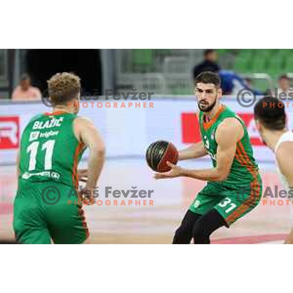 Marko Radovanovic of Cedevita Olimpija in action during ABA league regular season basketball match between Cedevita Olimpija and Buducnost Voli in Stozice, Arena, Ljubljana, Slovenia on October 24, 2021