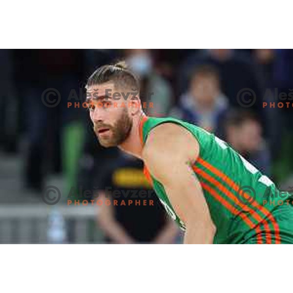 Alen Hodzic of Cedevita Olimpija in action during ABA league regular season basketball match between Cedevita Olimpija and Buducnost Voli in Stozice, Arena, Ljubljana, Slovenia on October 24, 2021