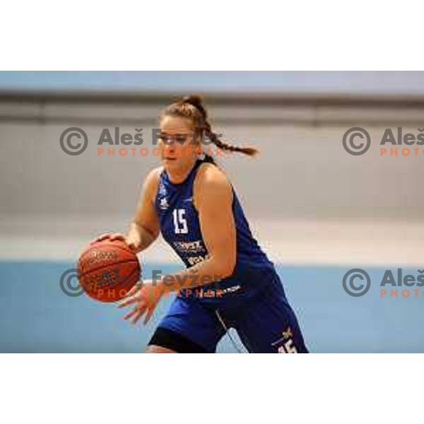 Gala Kramzar in action during 1.SKL women basketball match between Akson Ilirija and Triglav in Ljubljana, Slovenia on October 23, 2021