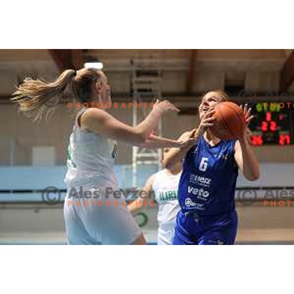 Lara Kozina Bubnic in action during 1.SKL women basketball match between Akson Ilirija and Triglav in Ljubljana, Slovenia on October 23, 2021