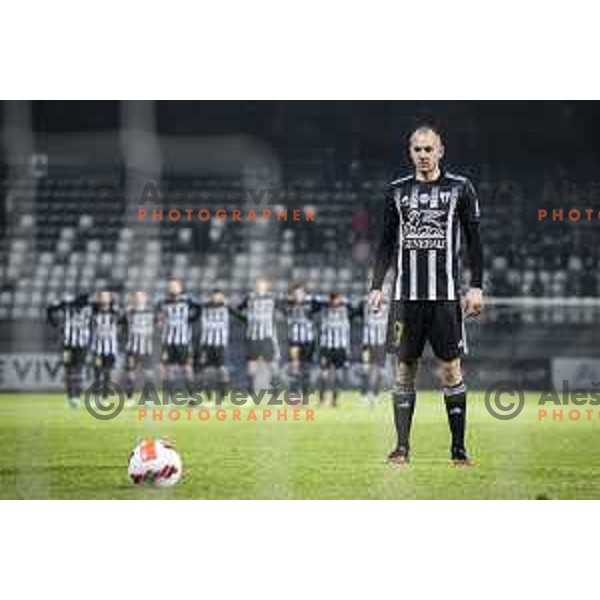 Matic Marusko preparing for penalty kick during Slovenian Cup 2022 football match between Mura and Bravo in Fazanerija, Murska Sobota, Slovenia on October 27, 2021. Photo: Jure Banfi/www.alesfevzer.com