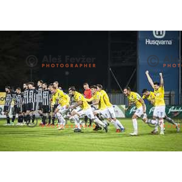 Sandi Ogrinec, Nemanja Jaksic, Mark Spanring, Vanja Drkusic, Martin Kramaric celebrating during Slovenian Cup 2022 football match between Mura and Bravo in Fazanerija, Murska Sobota, Slovenia on October 27, 2021. Photo: Jure Banfi/www.alesfevzer.com
