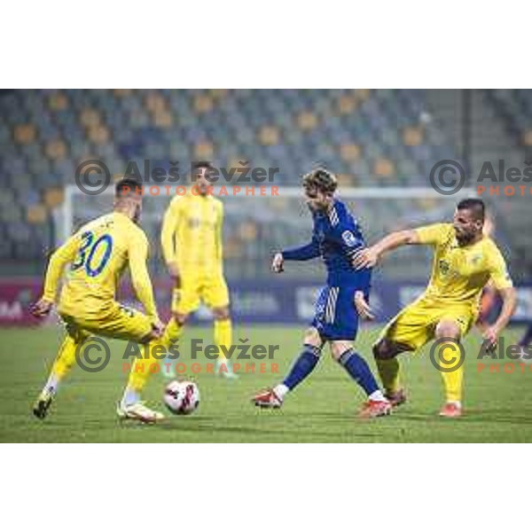 Jan Repas vs Janez Pisek in action during Slovenian Cup 2021/22 football match between Maribor and Domzale in Ljudski vrt, Maribor, Slovenia on October 28, 2021