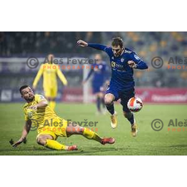Janez Pisek vs Danijel Sturm in action during Slovenian Cup 2021/22 football match between Maribor and Domzale in Ljudski vrt, Maribor, Slovenia on October 28, 2021