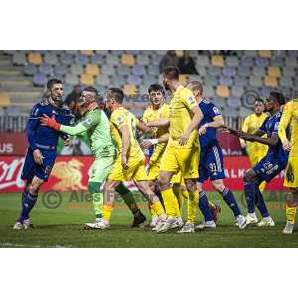 Ilija Martinovic vs Ajdin Mulalic and Tilen Klemencic during Slovenian Cup 2021/22 football match between Maribor and Domzale in Ljudski vrt, Maribor, Slovenia on October 28, 2021