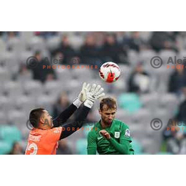 Mustafa Nukic in action during Prva Liga Telemach football match between Olimpija and Bravo in Ljubljana, Slovenia on October 30, 2021
