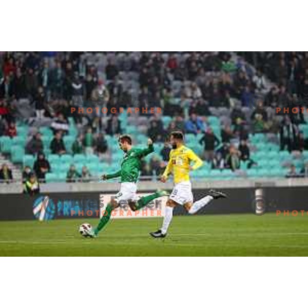 Mustafa Nukic in action during Prva Liga Telemach football match between Olimpija and Bravo in Ljubljana, Slovenia on October 30, 2021