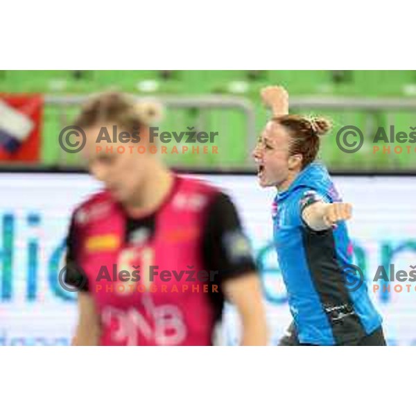 Katarina Krpez Slezak in action during EHF Champions League Women 2021-2022 handball match between Krim Mercator (SLO) and Vipers Kristiansand (NOR) in Ljubljana, Slovenia on October 30, 2021