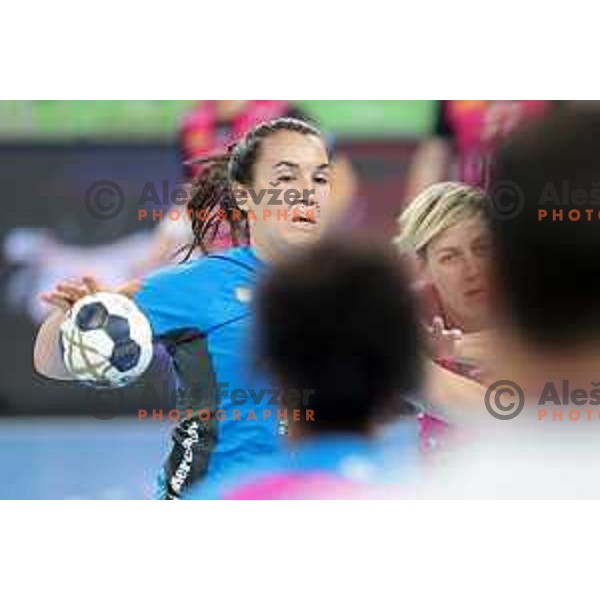 Tjasa Stanko in action during EHF Champions League Women 2021-2022 handball match between Krim Mercator (SLO) and Vipers Kristiansand (NOR) in Ljubljana, Slovenia on October 30, 2021