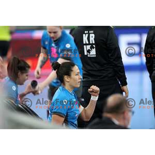 Andrea Lekic in action during EHF Champions League Women 2021-2022 handball match between Krim Mercator (SLO) and Vipers Kristiansand (NOR) in Ljubljana, Slovenia on October 30, 2021