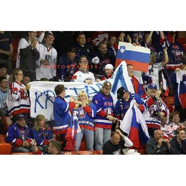 Slovenia fans at IIHF World championship 2008 preliminary round group B, played in Halifax, Nova Scotia, Canada May 4th 2008. USA beat Slovenia 5:1. Photo by Ales Fevzer 