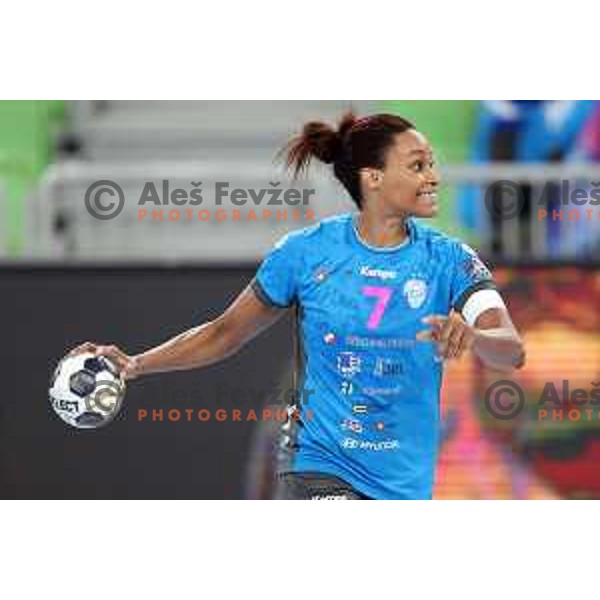 Allison Pineau in action during EHF Champions League Women 2021-2022 handball match between Krim Mercator (SLO) and Vipers Kristiansand (NOR) in Ljubljana, Slovenia on October 30, 2021