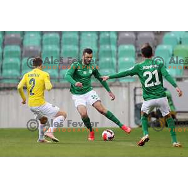 Djordje Crnomarkovic of Olimpija In action during Prva Liga Telemach football match between Olimpija and Bravo in Ljubljana, Slovenia on October 30, 2021