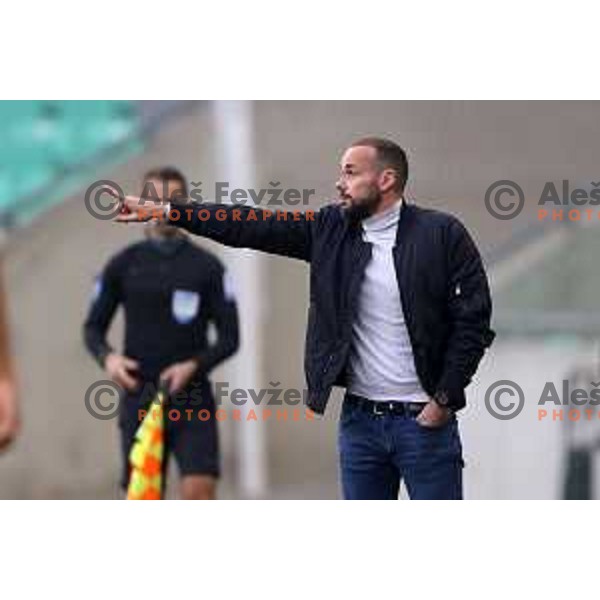 Dino Skender in action during Prva Liga Telemach football match between Olimpija and Bravo in Ljubljana, Slovenia on October 30, 2021