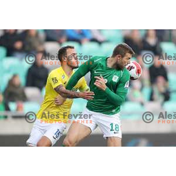 Marko Futacs in action during Prva Liga Telemach football match between Olimpija and Bravo in Ljubljana, Slovenia on October 30, 2021