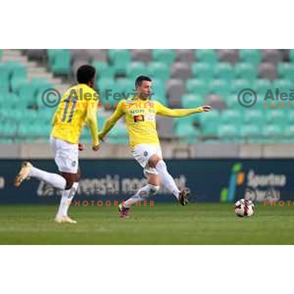 Amar Memic in action during Prva Liga Telemach football match between Olimpija and Bravo in Ljubljana, Slovenia on October 30, 2021