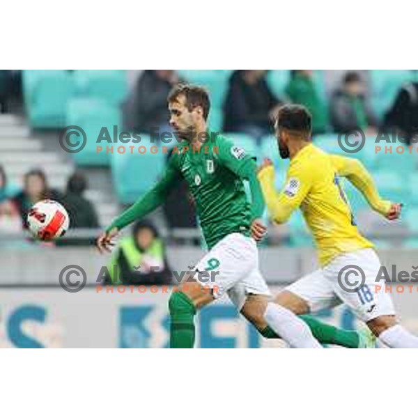 Mustafa Nukic in action during Prva Liga Telemach football match between Olimpija and Bravo in Ljubljana, Slovenia on October 30, 2021
