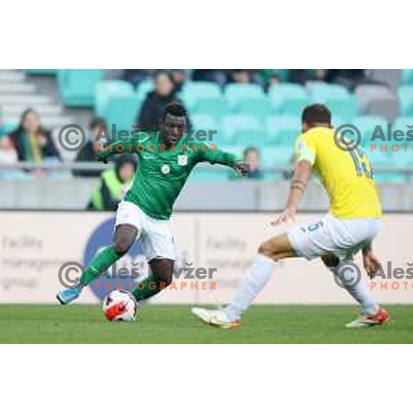 Aldair Djalo of Olimpija In action during Prva Liga Telemach football match between Olimpija and Bravo in Ljubljana, Slovenia on October 30, 2021