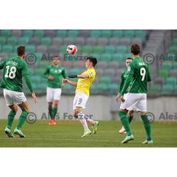 Martin Kramaric in action during Prva Liga Telemach football match between Olimpija and Bravo in Ljubljana, Slovenia on October 30, 2021