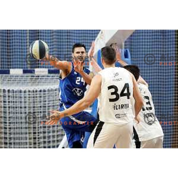 Simo Atanackovic in action during Nova KBM league basketball match between Nutrispoint Ilirija and Terme Olimia Podcetrtek in Tivoli Hall, Ljubljana, Slovenia on October 30, 2021
