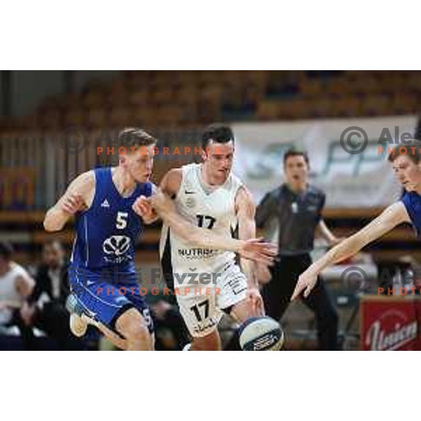 Niko Bacvic in action during Nova KBM league basketball match between Nutrispoint Ilirija and Terme Olimia Podcetrtek in Tivoli Hall, Ljubljana, Slovenia on October 30, 2021