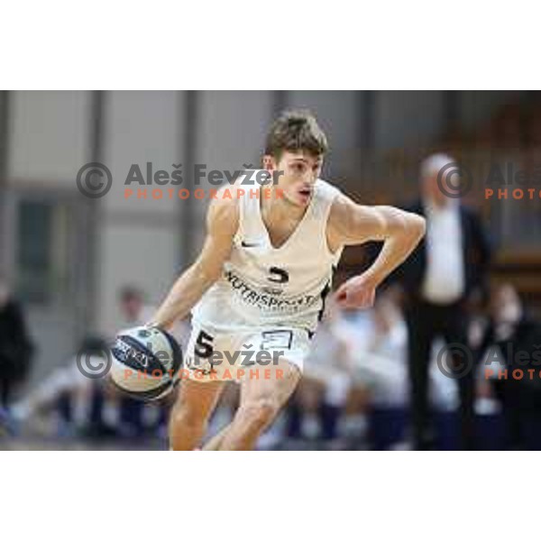 Nejc Pavliha in action during Nova KBM league basketball match between Nutrispoint Ilirija and Terme Olimia Podcetrtek in Tivoli Hall, Ljubljana, Slovenia on October 30, 2021