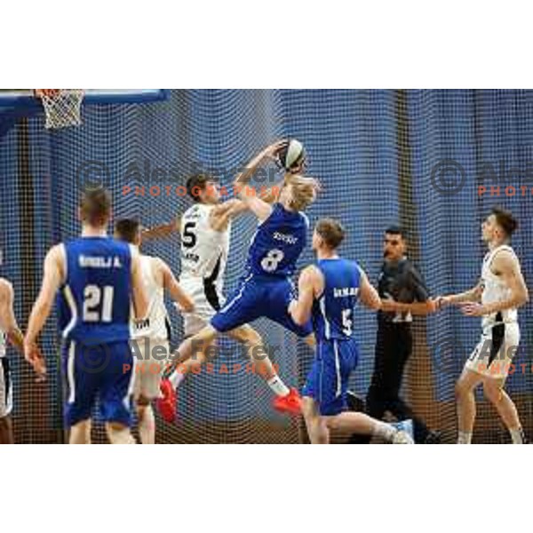 Jure Bizjak in action during Nova KBM league basketball match between Nutrispoint Ilirija and Terme Olimia Podcetrtek in Tivoli Hall, Ljubljana, Slovenia on October 30, 2021