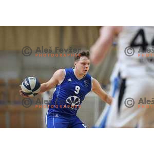 Gasper Skorjanc in action during Nova KBM league basketball match between Nutrispoint Ilirija and Terme Olimia Podcetrtek in Tivoli Hall, Ljubljana, Slovenia on October 30, 2021
