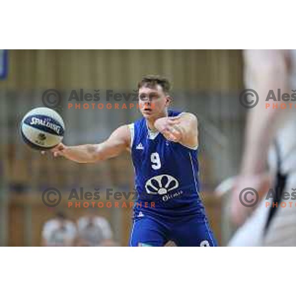 Gasper Skorjanc in action during Nova KBM league basketball match between Nutrispoint Ilirija and Terme Olimia Podcetrtek in Tivoli Hall, Ljubljana, Slovenia on October 30, 2021