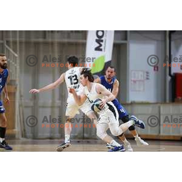 Luka Voncina in action during Nova KBM league basketball match between Nutrispoint Ilirija and Terme Olimia Podcetrtek in Tivoli Hall, Ljubljana, Slovenia on October 30, 2021