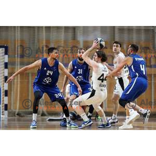 Luka Voncina in action during Nova KBM league basketball match between Nutrispoint Ilirija and Terme Olimia Podcetrtek in Tivoli Hall, Ljubljana, Slovenia on October 30, 2021
