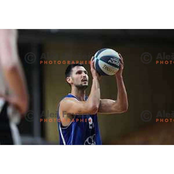 Simo Atanackovic in action during Nova KBM league basketball match between Nutrispoint Ilirija and Terme Olimia Podcetrtek in Tivoli Hall, Ljubljana, Slovenia on October 30, 2021