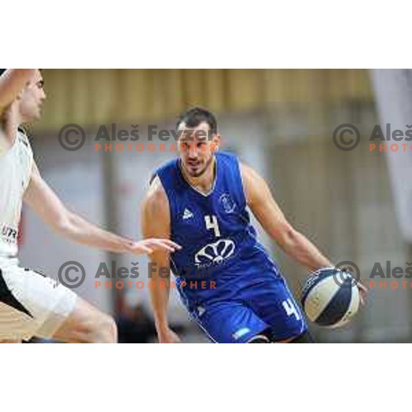 Nejc Strnad in action during Nova KBM league basketball match between Nutrispoint Ilirija and Terme Olimia Podcetrtek in Tivoli Hall, Ljubljana, Slovenia on October 30, 2021