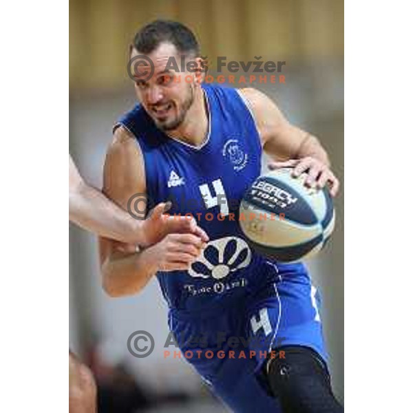 Nejc Strnad in action during Nova KBM league basketball match between Nutrispoint Ilirija and Terme Olimia Podcetrtek in Tivoli Hall, Ljubljana, Slovenia on October 30, 2021