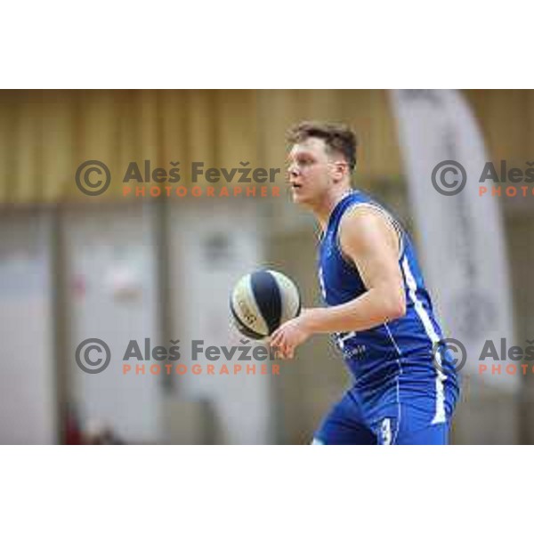 Gasper Skorjanc in action during Nova KBM league basketball match between Nutrispoint Ilirija and Terme Olimia Podcetrtek in Tivoli Hall, Ljubljana, Slovenia on October 30, 2021