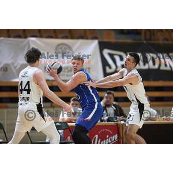 Gasper Skorjanc in action during Nova KBM league basketball match between Nutrispoint Ilirija and Terme Olimia Podcetrtek in Tivoli Hall, Ljubljana, Slovenia on October 30, 2021
