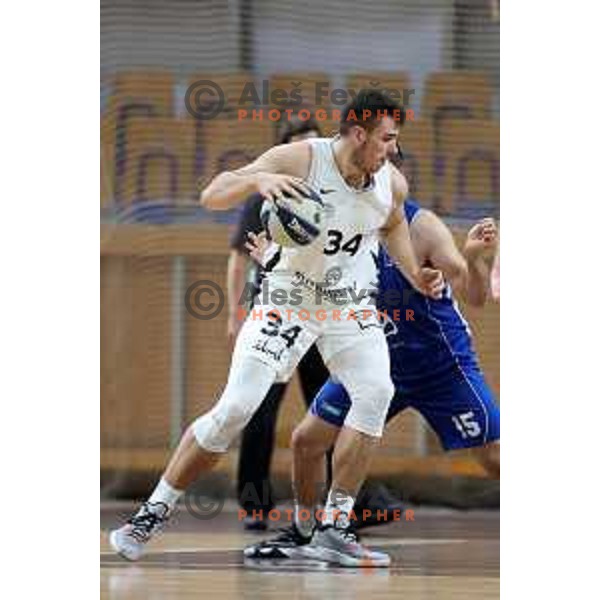 Blaz Habot in action during Nova KBM league basketball match between Nutrispoint Ilirija and Terme Olimia Podcetrtek in Tivoli Hall, Ljubljana, Slovenia on October 30, 2021